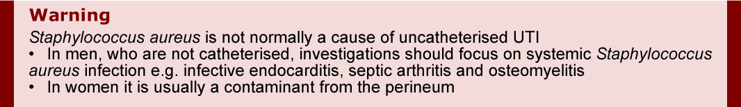 Warning - UTI Staphylococcus aureus