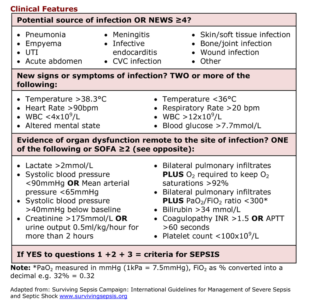 Sepsis Clinical Features